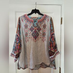 John Mark Colorful Embroidered Women's Blouse